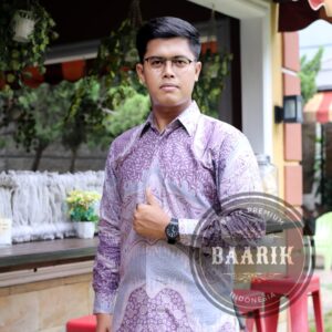 Kemeja Baju Batik Pria Lapis Furing Lengan Panjang Katun Taro Lilac