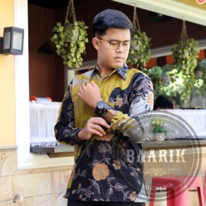 Kemeja Batik Pria Lapis Furing Ekslusive Reguler Lengan Panjang Encim Lemon