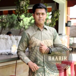 Kemeja Baju Batik Pria Lapis Furing Ekslusive Lengan Panjang Abstrak Hijau Sage